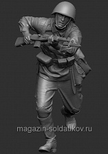 Сборная фигура из смолы Красноармеец в атаке 1941-42 гг, 1:35, SOGA miniatures - фото