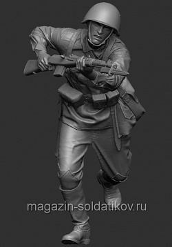 Сборная фигура из смолы Красноармеец в атаке 1941-42 гг, 1:35, SOGA miniatures (SM 3020) (SM 3020)