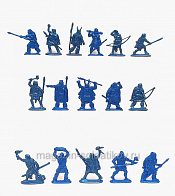 Материал - двухкомпонентный пластик Первые люди. Кроманьонцы и Неандертальцы (16 шт, синий металлик) 54 мм, Воины и битвы - фото