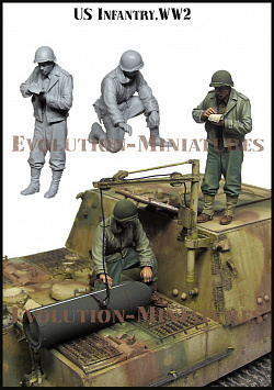 Сборная фигура из смолы ЕМ 35191 Американская пехота WWII, 1:35, Evolution