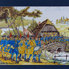 Миниатюра в росписи Шведская пехота на марше, Армия Карла XII, XVIII век, 1:32