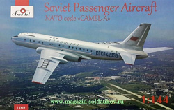 Сборная модель из пластика Ту-104 авиалайнер, Аэрофлот, №1 Amodel (1/144)