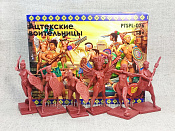 Солдатики из мягкого резиноподобного пластика Ацтекские воительницы (красные) - 6 шт., 1:32, Солдатики Публия - фото