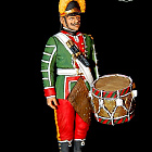 Сборная миниатюра из металла Барабанщик мушкетерского полка с 1756 по 1761г, 1:30, Оловянный парад