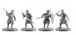 Сборная миниатюра из смолы Русь, набор №5, 4 фигуры, 28 мм, V&V miniatures