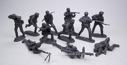 Солдатики из пластика German Assult Squad 11 figures in 11 poses (gray), 1:32 ClassicToySoldiers