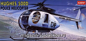 Сборная модель из пластика Вертолет Хьюз 500 D «Полиция» с мотоциклом 1:48 Академия - фото