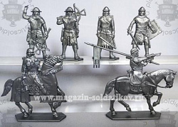 Солдатики из пластика Барон Манфре и его люди, 54 мм (6 шт, цвет-серебряный, в коробке) Воины и битвы