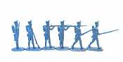 Солдатики из пластика Д54-010 Французская линейная пехота в бою, 1812 год (голубой металлик), 1812 год Студия Большой полк - фото