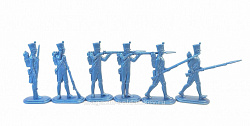 Солдатики из пластика Д54-010 Французская линейная пехота в бою, 1812 год (голубой металлик), 1812 год Студия Большой полк