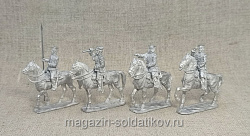 Солдатики из металла Русский гвардейский штаб 1877-1878 гг. (4 фигуры конных) 28 мм АРЕС (RA-42) (RA-42)