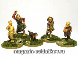 Сборные фигуры из пластика Кельтские простолюдины (4 и собака!) BLI Warlord (WG-CE-CIV-1) (WG-CE-CIV-1)