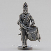 Сборная миниатюра из смолы Батальонный барабанщик Павловского полка, идущий 28 мм, Аванпост - фото