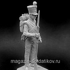Сборная фигура из металла Шассер 16-го легкого пехотного батальона, Голландия 1815 г., 54 мм, Chronos miniatures