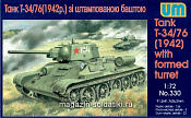 Сборная модель из пластика Советский танк T-34-76 со штампованной башней, 1942г. UM (1/72) - фото