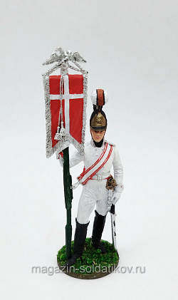 Эстандарт-юнкер Кавалергардский полк со штандартом, Россия 1805-1808 гг., 54 мм, Soldanir (QF0432) (QF0432)