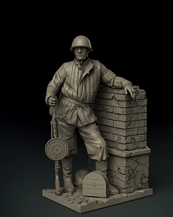 Сборная фигура из смолы SM 3009 Пулемётчик РККА.1943-1945, 1:35, SOGA miniatures