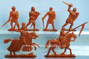 Солдатики из пластика Барон Хлодомир и его люди 54 мм ( 4+2 шт, медный цвет), Воины и битвы - фото