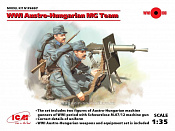 Сборные фигуры из пластика Австро-венгерский пулеметный расчет І МВ, 4 фигуры, (1/35) ICM - фото
