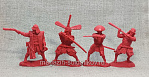 Солдатики из мягкого резиноподобного пластика Древнеяпонские воины (4 шт, цвет красный) 1:32, Солдатики Публия - фото