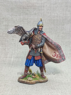 Миниатюра из олова Знатный княжеский дружинник с ловчей птицей, 75 мм, Студия Большой полк (ИЛ2387.07.03.75) (ИЛ2387.07.03.75)