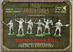 Солдатики из смолы Французские пехота, 6 фигур, 40 мм, V&V miniatures
