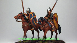 Сборные фигуры из металла Норманны. Конные рыцари (2 всадника) 28 мм. Драбант