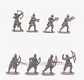 Солдатики из пластика Русское войско. Арбалетчики и лучники 54мм (8 шт, серебряный) Воины и битвы - фото