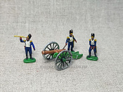 Солдатики из пластика в росписи Французская пушка с расчетом, набор - 4 шт., Italeri - фото