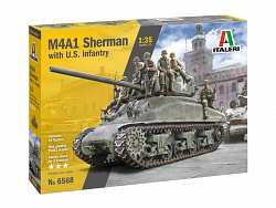 Сборная модель из пластика ИТ Танк M4A1 SHERMAN wiith infantry (1/35) Italeri