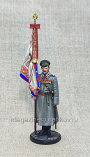 Миниатюра из олова Подпрапорщик с полковым знаменем, Россия 1914 г., 54 мм, Студия Большой полк - фото