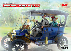 Сборная модель из пластика Американские автолюбители (1910-е г.) 1:24, ICM