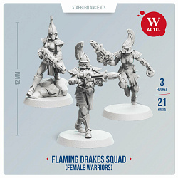 Сборные фигуры из смолы Flaming Drakes Female Warriors, 28 мм, Артель авторской миниатюры «W»