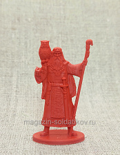 Солдатики из пластика Киевская Русь. Мирный житель. Волхв Будимир с филином (красный), Воины и битвы - фото