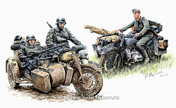 Сборные фигуры из пластика MB 3548 Немецкие мотоциклисты на марше (1/35) Master Box