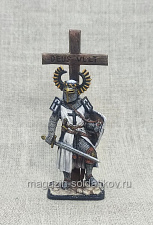 Миниатюра из олова DEUS Vult! Тевтонский рыцарь с крестом , 54 мм, Студия Большой полк - фото