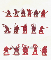 Материал - двухкомпонентный пластик Первые люди. Кроманьонцы и Неандертальцы (16 шт, красно-коричневый) 54 мм, Воины и битвы - фото