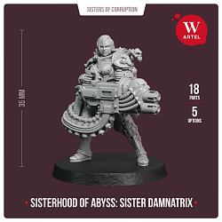 Сборные фигуры из смолы Sisterhood of Abyss: Sister Damnatrix, 28 мм, Артель авторской миниатюры «W»