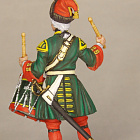 Миниатюра в росписи Гренадерский барабанщик лейб-гвардии Преображенского полка, 1708-1, 54 мм, Сибирский партизан.