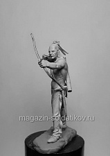 Сборная миниатюра из металла Ирокез (№6) с луком, 54 мм, Chronos miniatures - фото