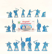 Солдатик из пластика пл011-ГолМет Рыцари-Тамплиеры №2 (16 фигурок, голубой металлик) 1:32, Уфимский солдатик - фото