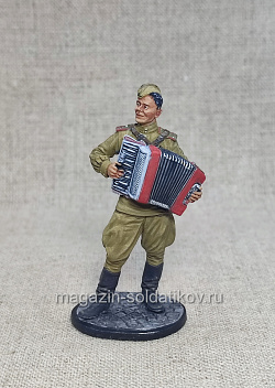 Лейтенант Красной Армии с аккордеоном, 1943-45 гг., Красный фронт, 54 мм (КФ-003) (КФ-003)