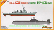 7107 Д Корабль  Russian Typhoon Submarine vs U.S.S. Cole Destroyer (1/700) Dragon