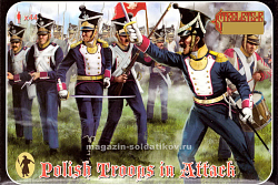 Солдатики из пластика Польская пехота в атаке (1/72) Strelets (144) (144)