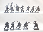 Солдатики из пластика Тевтобург: Римские легионеры (12 шт, серебро) 52 мм, Солдатики ЛАД - фото