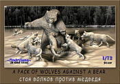 Стая волков против медведя, набор из 5 фигур, Andrylona