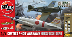Сборная модель из пластика А Самолет Dogfight Double Curtiss P-40B Warhawk and Mitsubishi Zero (1/72) Airfix (50127) (50127)