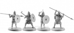 Сборная миниатюра из смолы Русь, набор №3, 4 фигуры, 28 мм, V&V miniatures