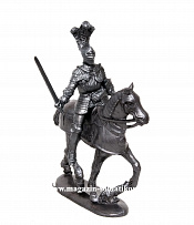 Солдатики из пластика Рыцарь в шлеме с плюмажем, с мечом (щит с крестом), всадник - фото