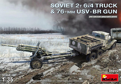 Сборная модель из пластика Советский 2-х тонный грузовик 6X4 с 76-мм УСВ-БР пушкой, MiniArt (1/35)